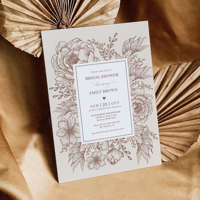 Invitación Elegante ducha de novia botánica de Boho (Subido por el creador)