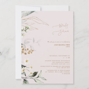 Invitación Elegante ducha de novia botánica de margaritas ros