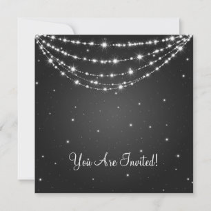 Invitación Elegante ducha de novia cadena de esparkling negro