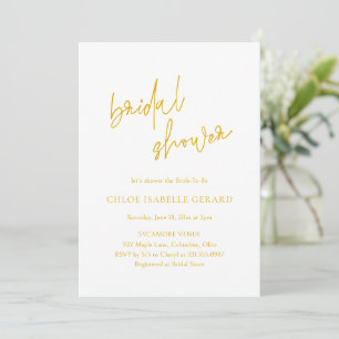Invitación Elegante ducha de novia clásica amarilla