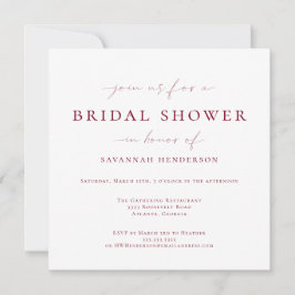 Invitación Elegante ducha de novia clásica de Borgoña