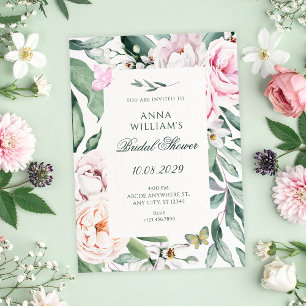 Invitación Elegante ducha de novia con acuarela floral