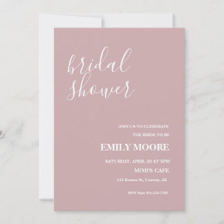 Invitación Elegante ducha de novia con caligrafía blanca rosa