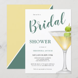 Invitación Elegante ducha de novia con cristal de cóctel