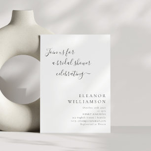Invitación Elegante ducha de novia con escritura blanca minim