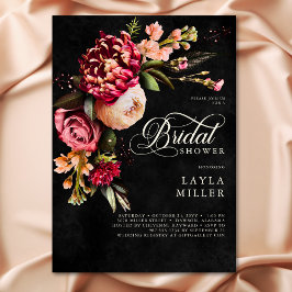 Invitación Elegante ducha de novia con escritura floral de bo
