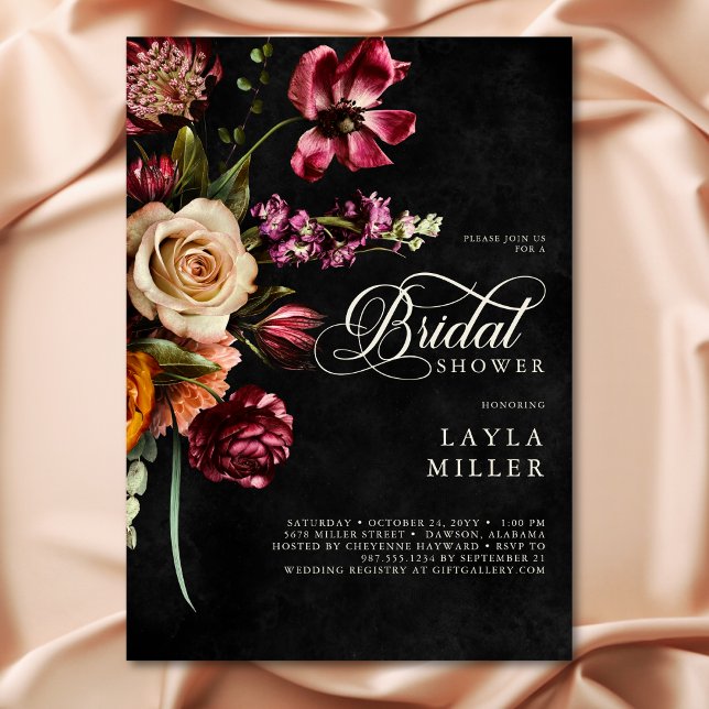 Invitación Elegante ducha de novia con escritura floral de ot (Subido por el creador)