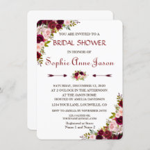 Elegante ducha de novia con flores de Borgoña Mars