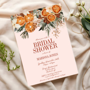 Invitación Elegante ducha de novia con flores de cítricos ros