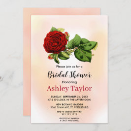 Invitación Elegante ducha de novia con flores de color burdeo