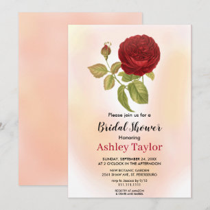 Invitación Elegante ducha de novia con flores de color burdeo