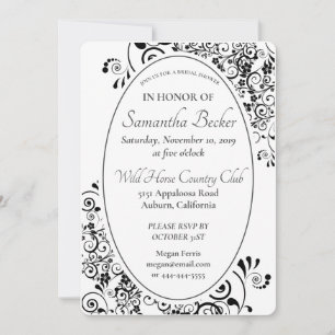 Invitación Elegante ducha de novia con flores de estilo scrol