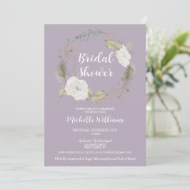 Invitación Elegante ducha de novia con flores de invierno