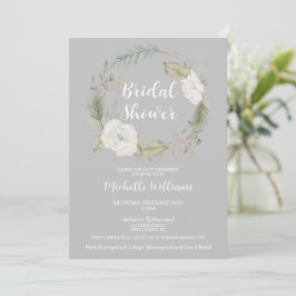 Invitación Elegante ducha de novia con flores de invierno