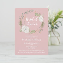 Invitación Elegante ducha de novia con flores de invierno
