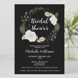 Invitación Elegante ducha de novia con flores de invierno
