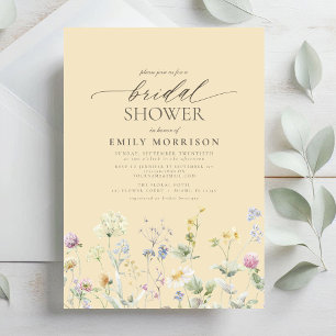 Invitación Elegante ducha de novia con flores de jardín acuar