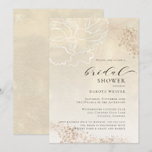 Invitación Elegante ducha de novia con flores de oro