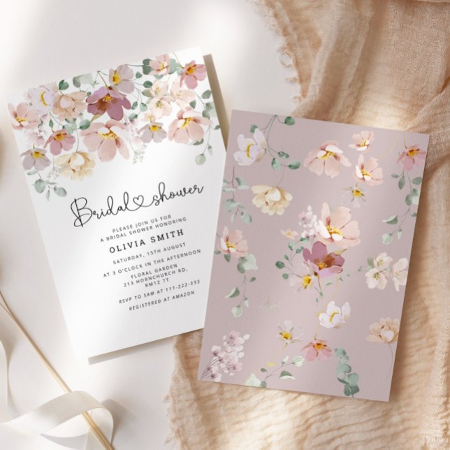 Invitación Elegante ducha de novia con flores silvestres (Subido por el creador)