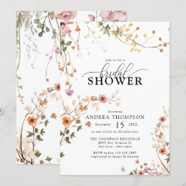 Invitación Elegante ducha de novia con flores silvestres de B