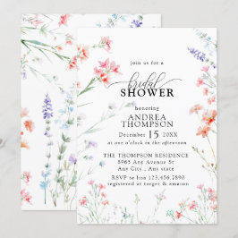 Invitación Elegante ducha de novia con flores silvestres de B
