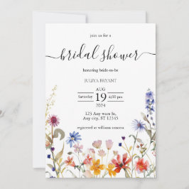Invitación Elegante ducha de novia con flores silvestres de c
