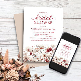 Invitación Elegante ducha de novia con flores silvestres de v