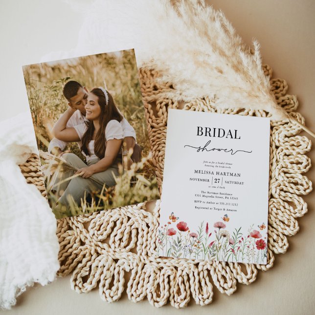 Invitación Elegante ducha de novia con foto de flores silvest (Subido por el creador)