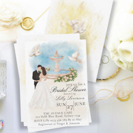 Invitación Elegante ducha de novia con fuente de novia y de G