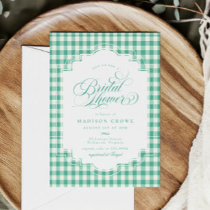 Invitación Elegante ducha de novia con guión verde verde de G