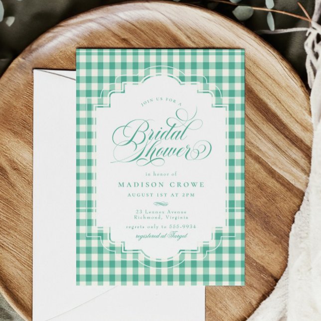 Invitación Elegante ducha de novia con guión verde verde de G (Subido por el creador)