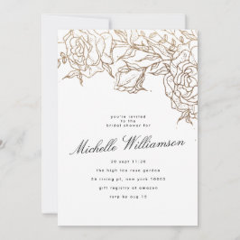 Invitación Elegante ducha de novia con guirnaldas de oro blan