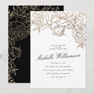 Invitación Elegante ducha de novia con guirnaldas de oro blan