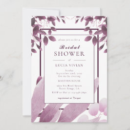 Invitación Elegante ducha de novia con hojas de borgoña