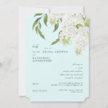 Elegante ducha de novia con hortensias blancas y e