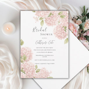 Invitación Elegante ducha de novia con hortensias rosadas
