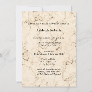 Invitación Elegante ducha de novia con mármol crema