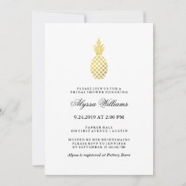 Invitación Elegante ducha de novia con piña dorada