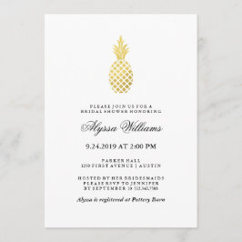 Invitación Elegante ducha de novia con piña dorada