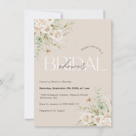 Invitación Elegante ducha de novia con rosas blancas