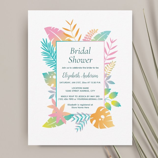Invitación Elegante ducha de novia con tema tropical de Aloha (Subido por el creador)