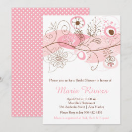 Invitación Elegante ducha de novia con torbellino en rosa