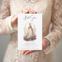 Elegante ducha de novia con traje de bata blanco