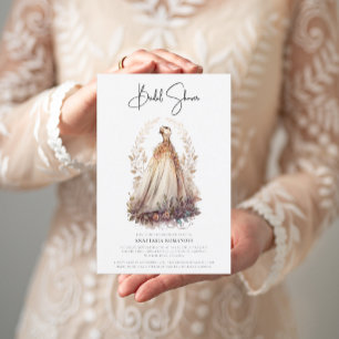 Invitación Elegante ducha de novia con traje de bata blanco