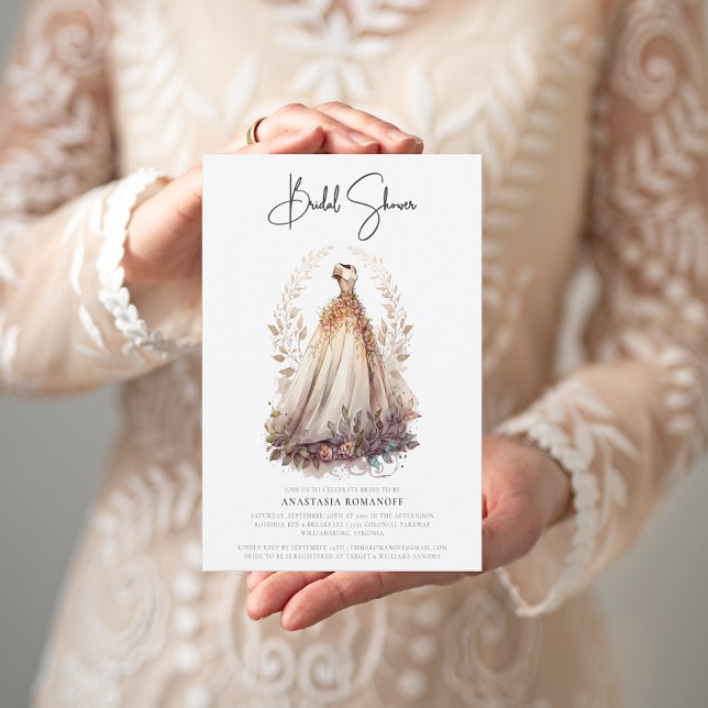 Invitación Elegante ducha de novia con traje de bata blanco (Subido por el creador)