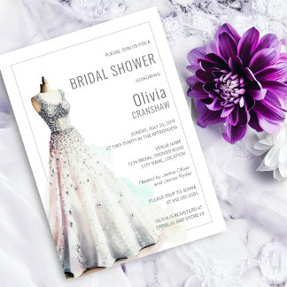 Invitación Elegante ducha de novia con traje de novia
