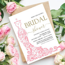 Elegante ducha de novia con traje de Rubor rosa