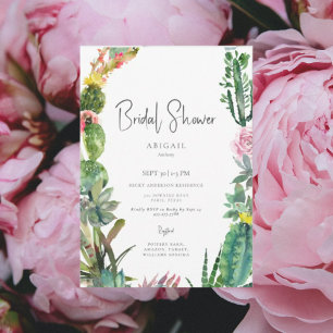Invitación Elegante ducha de novia de cactus tropical
