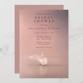 Invitación Elegante ducha de novia de cisne rosa
