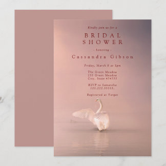 Invitación Elegante ducha de novia de cisne rosa